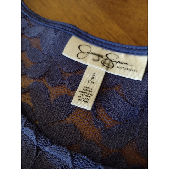 Maternity Bundle 2 Dresses Midi Length Blue Lace and Polka dot SZ Small - Picture 3 of 8